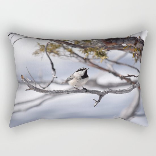 Winter Chickadee Rectangular Pillow