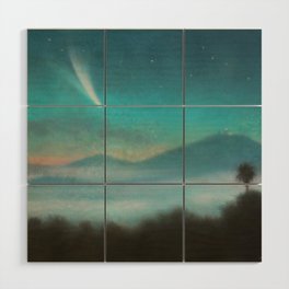 Incoming Fog with Comet  Wood Wall Art