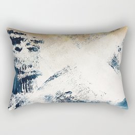 Sunset [1]: a bright, colorful abstract piece in blue, gold, and white by Alyssa Hamilton Art Rectangular Pillow