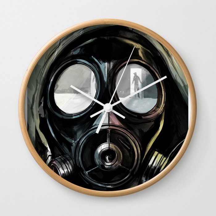 Impending Chaos / Dislocated Gas Mask — Portrait Wall Clock
