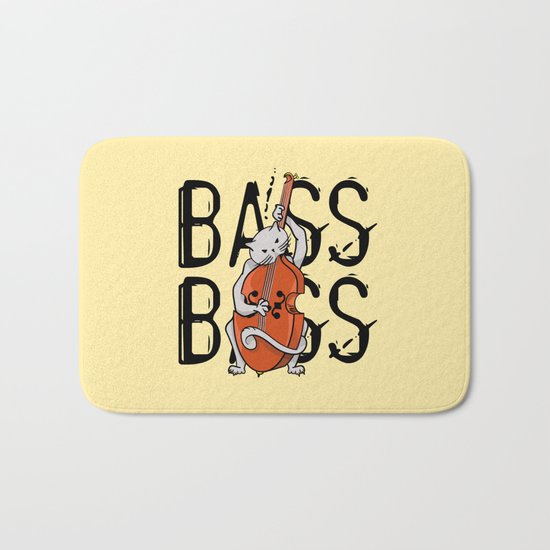 Cat Playing A Double Bass Bath Mat