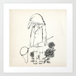 Raven child Art Print | Raven, Contour, Spookie, Illustration, Roses, Drawing, Story, Fairtale, Draw, Mysterious 