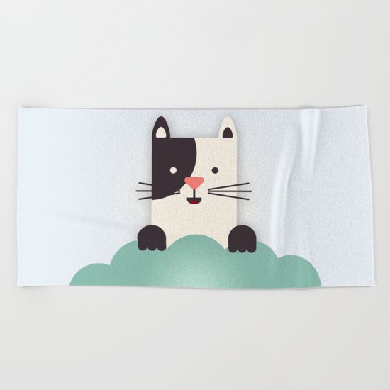 Cat Watching Beach Towel