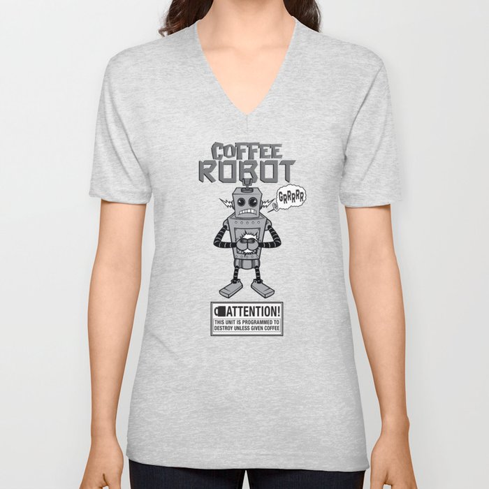 Coffee Robot V Neck T Shirt