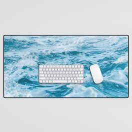 Marble Turquoise Teal Waves Tropical Beach Desk Mat