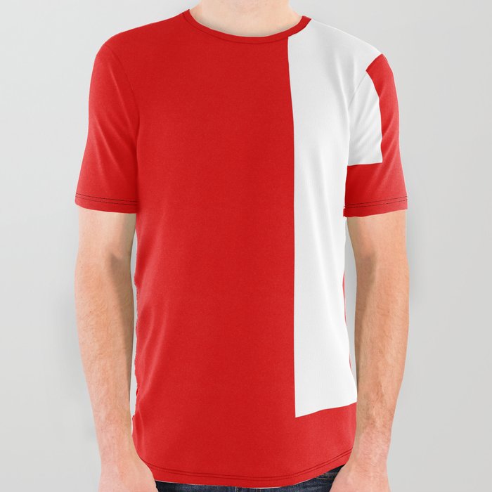 letter K (White & Red) All Over Graphic Tee