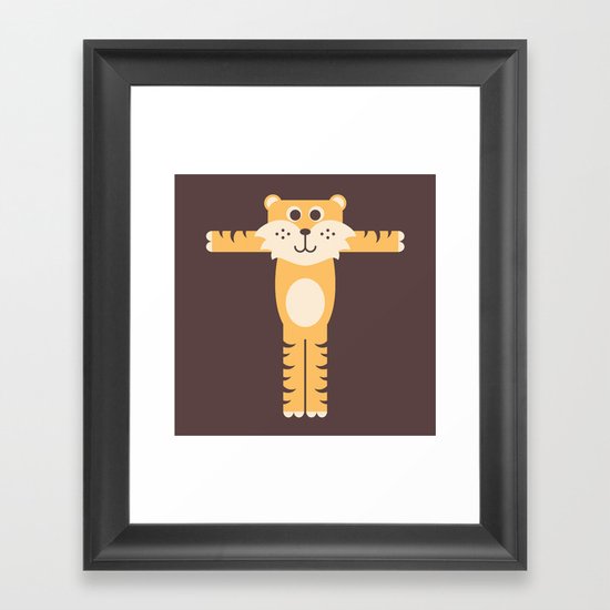 Letter T // Animal Alphabet // Tiger Monogram Framed Art Print