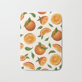 Orange Slices  Bath Mat | Watercolor, Digital, Yellow, Vitaminc, Florida, Summerfruit, Mandarin, Citrus, Green, Farmhouse 