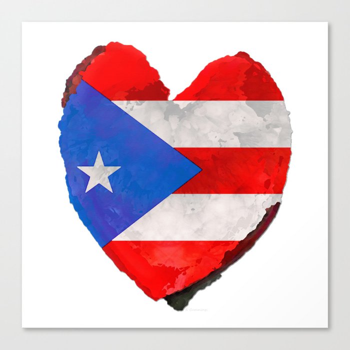 I Love Puerto Rico - Puerto Rican Flag Art Canvas Print