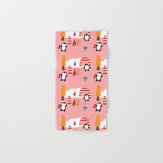 Oriana Penguin pink Hand & Bath Towel