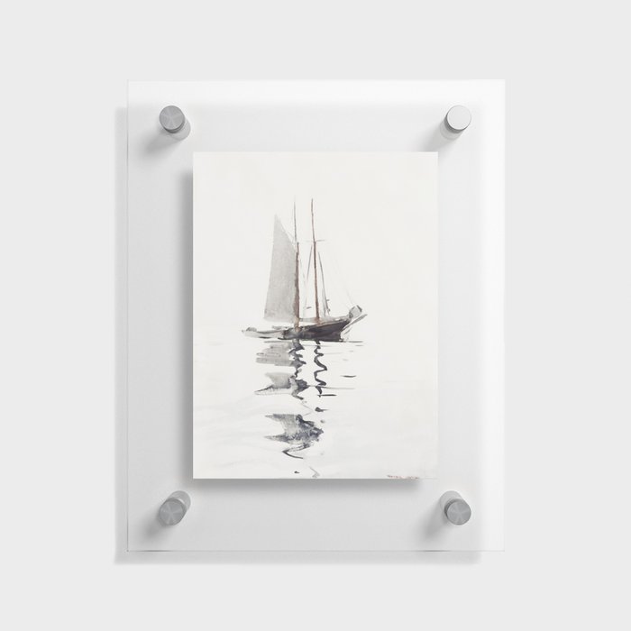 Two–masted Schooner with Dory Floating Acrylic Print