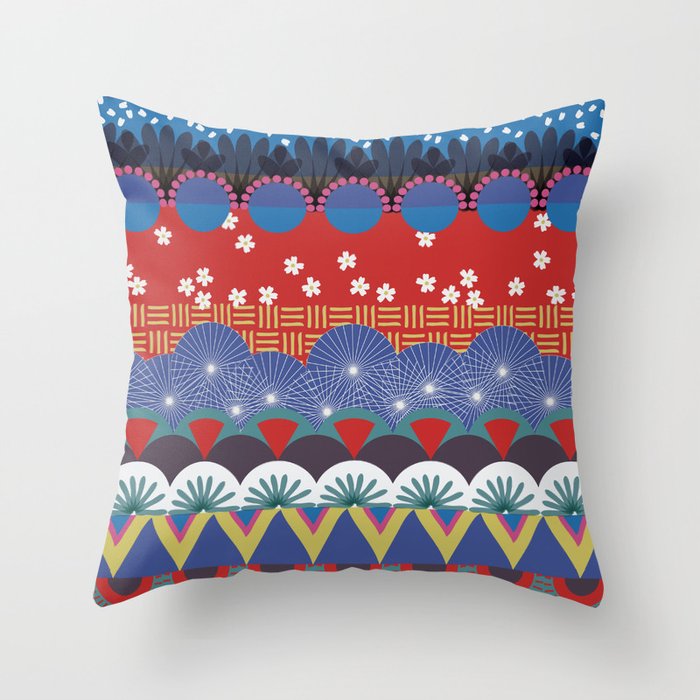 Japanese Tribal Design Throw Pillow