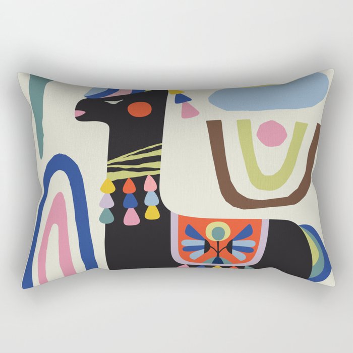 Mid Century Modern Llama Rectangular Pillow