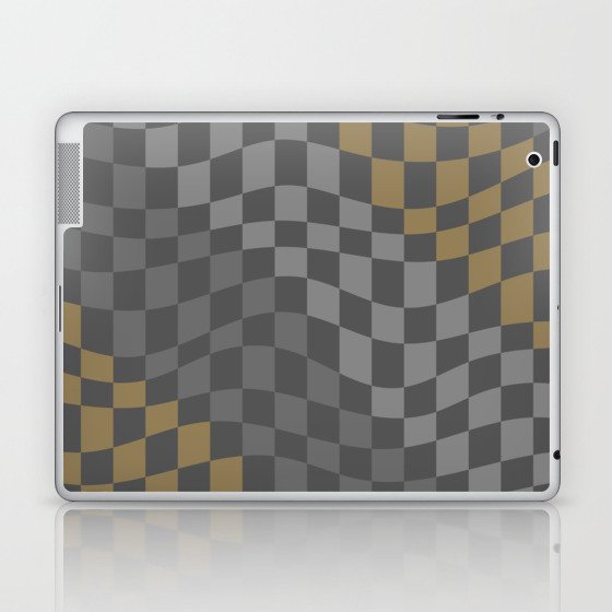 Grey earthy wavy checker Laptop & iPad Skin