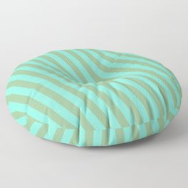 [ Thumbnail: Aquamarine & Dark Sea Green Colored Stripes Pattern Floor Pillow ]