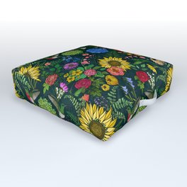 Wildflower Hummingbird Garden Outdoor Floor Cushion