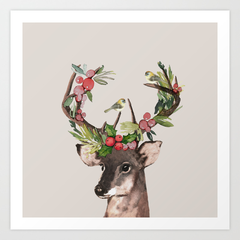 Reindeer Poster Christmas Deer Art Print,Deer Line Art Minimalist Christmas Art Print Deer Printable Christmas Line Art Xmas Wall Art