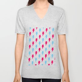 Lightning Bolt pattern - blue and pink V Neck T Shirt