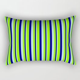 [ Thumbnail: Powder Blue, Dark Blue, and Chartreuse Colored Lines Pattern Rectangular Pillow ]