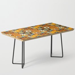 70s Retro Flower Power 60s floral Pattern Orange yellow Blue Coffee Table