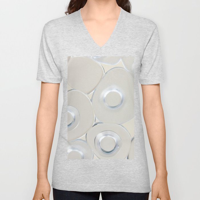 Grey Pattern V Neck T Shirt