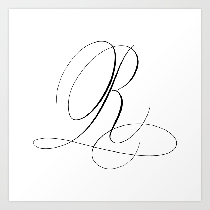 Letter R In Calligraphy Calligraphed Letter R Handlettered R Handlettering Majuscule Capital Letter Cursive Writing Black And White Wall Art Art Print Art Print By Maxcript Calligraphed Prints To Provid Society6