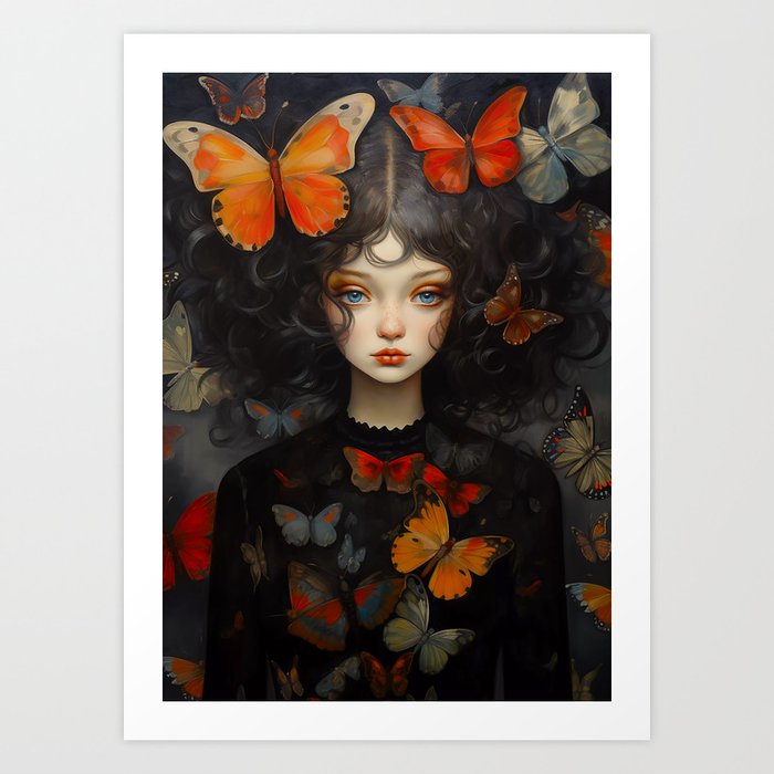 Butterfly girl Art Print