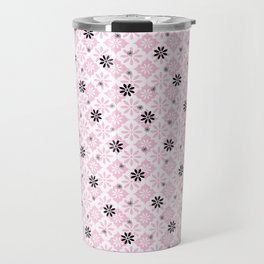 Pink - Retro Mid Mod Quatrefoil flowers Travel Mug