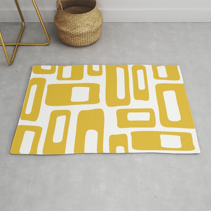 Retro Mid Century Modern Abstract, Mustard Colored Rugs