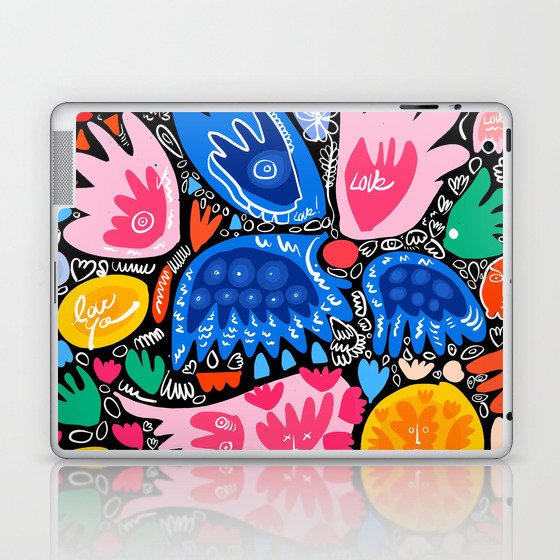 Abstract Flowers Pattern Design Art With Graffiti Writing of Love Laptop & iPad Skin