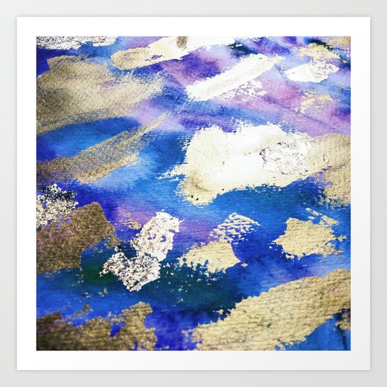 Gold Ocean Abstract Modern Design Art Print