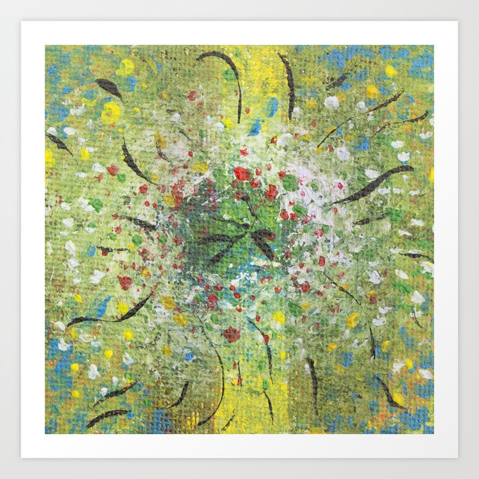 Square Explosion Of Color Abstract Flower Art Work Art Print By