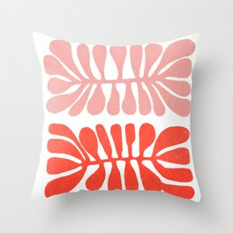 Matisse inspired pink, yellow and red cut-out shapes with texture Throw Pillow