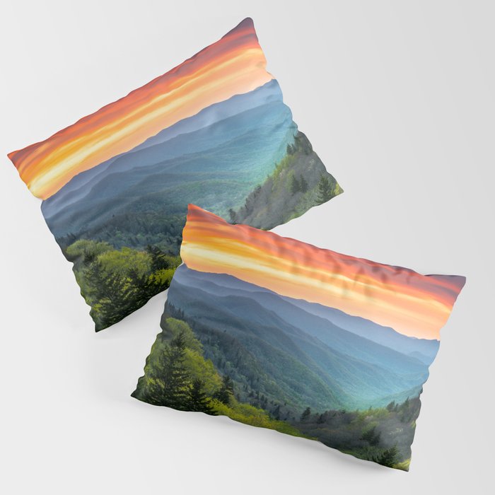 Great Smoky Mountains Gatlinburg Tennessee Mountain Sunrise Scenic Outdoor Landscape Pillow Sham