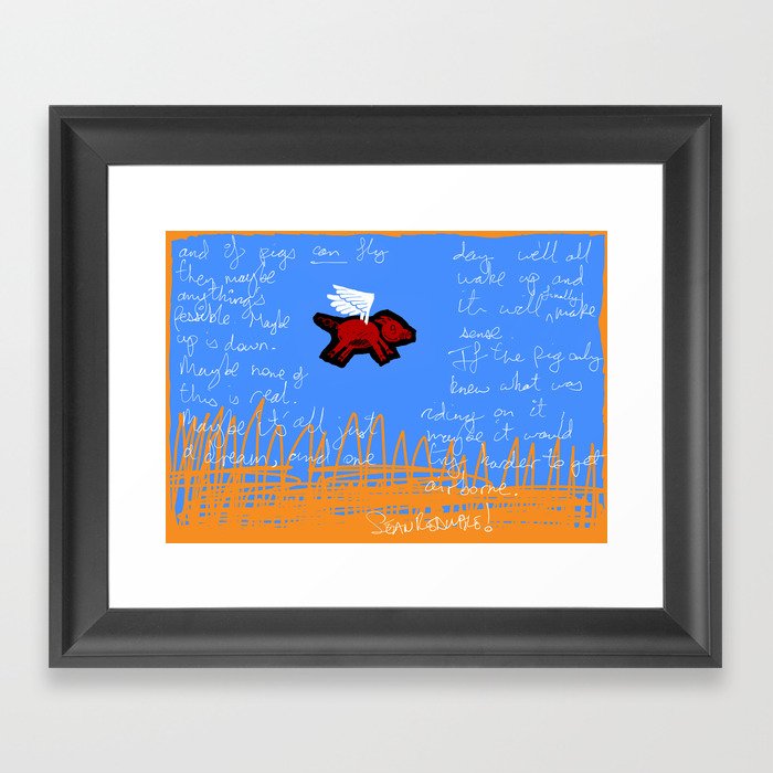 fly, little pig Framed Art Print