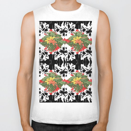 Flower Stamp Biker Tank