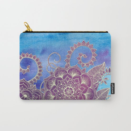 Magnolia & Magenta Floral on Watercolor Carry-All Pouch