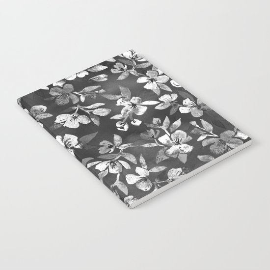 Blossoms on Charcoal Ink Notebook