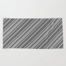 [ Thumbnail: Dark Grey and Dim Grey Colored Lined/Striped Pattern Beach Towel ]