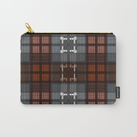 Dark black and blue plaid checkered Scandinavian design Carry-All Pouch