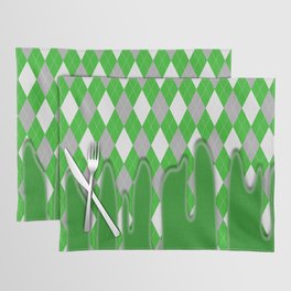 Green Silver Plaid Dripping Collection Placemat