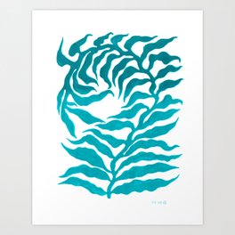 leaf aqua_1 Art Print