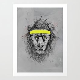Hipster lion Art Print
