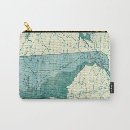Delaware State Map Blue Vintage Carry-All Pouch