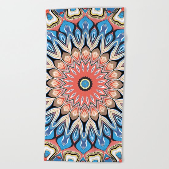 Abstract Flower Mandala Beach Towel