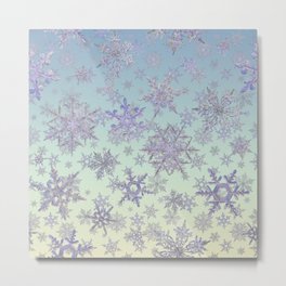 Snowflakes Embroidered on Misty Sky Metal Print | Pattern, Snow, Purple, Embroidery, Drawing, Sky, Digital, Mistysky, Winter, Christmasgift 