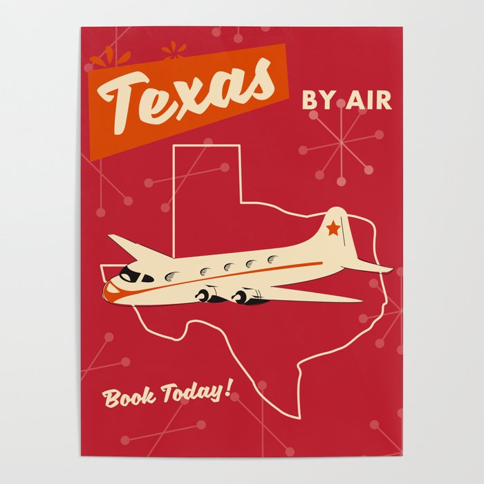 Texas By air vintage poster Poster