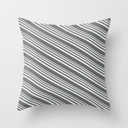 [ Thumbnail: Mint Cream & Dim Gray Colored Pattern of Stripes Throw Pillow ]