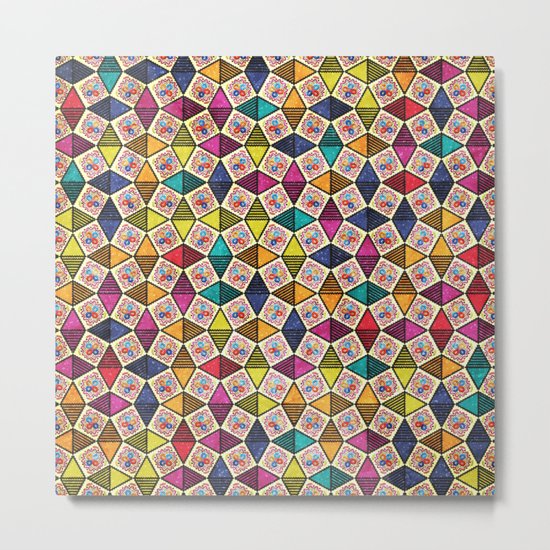 Colorful Kaleidoscopic Abstract Flower Pattern Metal Print