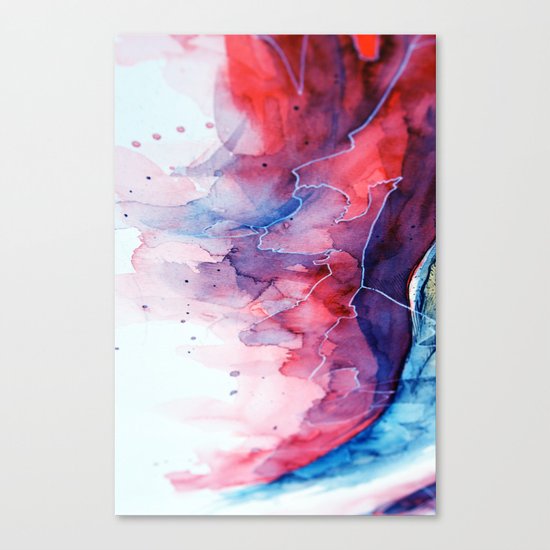 Watercolor magenta & cyan, abstract texture Canvas Print